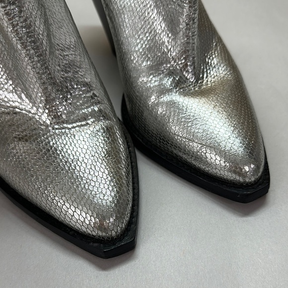 Isabel Marant Leyane Silver Metallic Boots Womens Size 38 Cowgirl Western - Picture 3 of 13